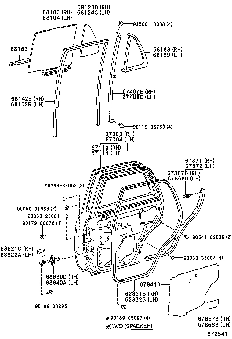 62332-35010 WEATHERSTRIP, REAR DOOR OPENING TRIM, LH product image