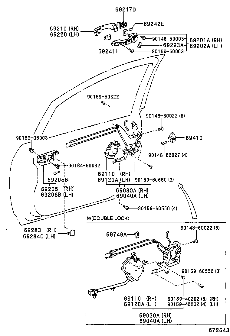69110-13030 ACTUATOR ASSY, FRONT DOOR LOCK, RH product image