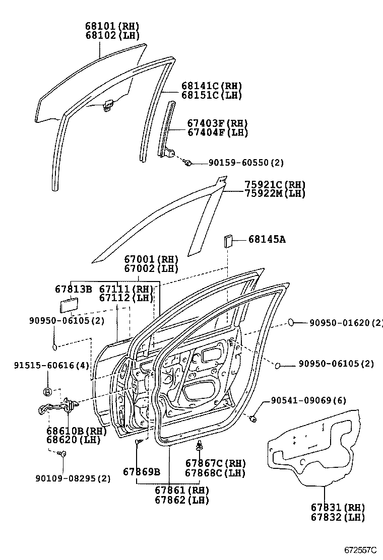 67610-12D60-B0 BOARD SUB-ASSY, FRONT DOOR TRIM, RH product image