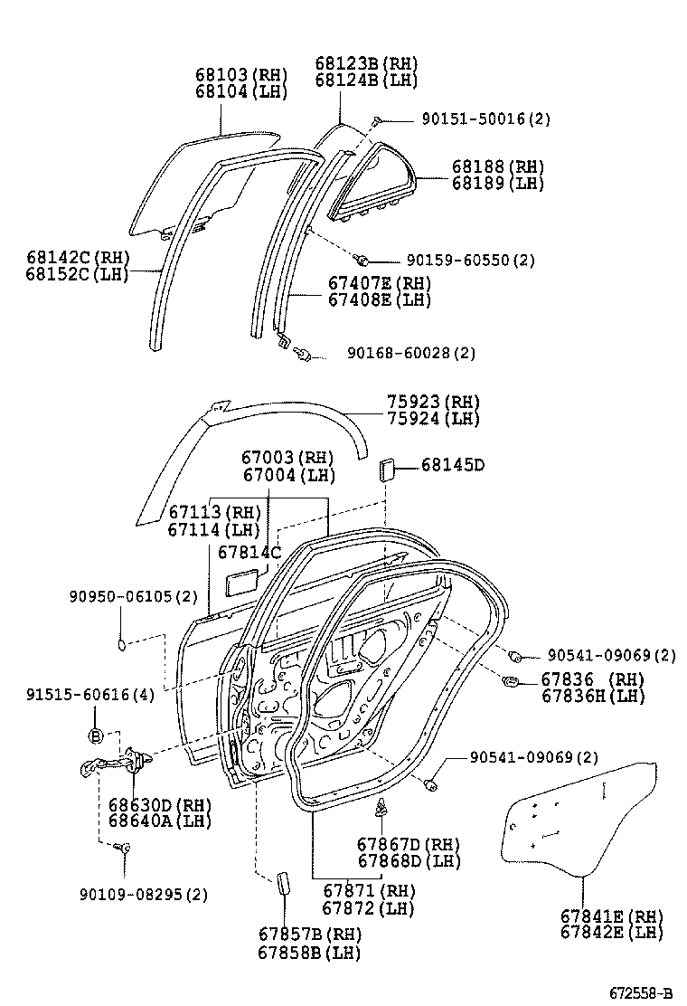 67003-13300 PANEL SUB-ASSY, REAR DOOR, RH product image