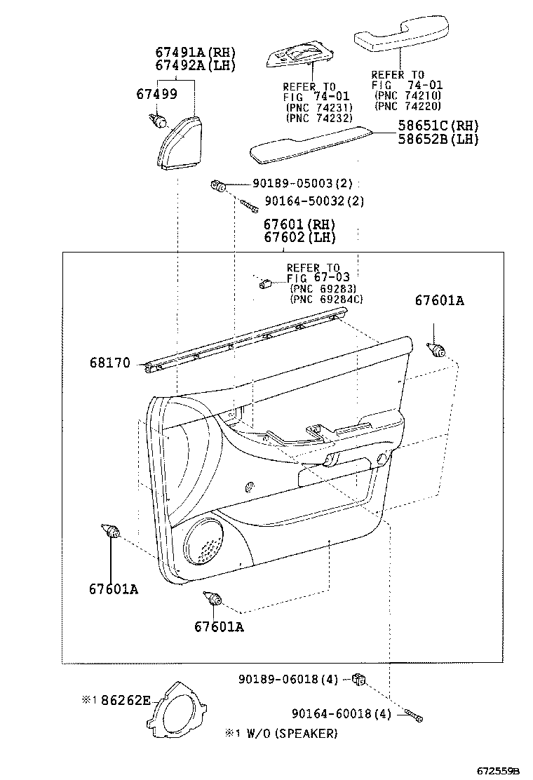 67491-12470 GARNISH, FRONT DOOR LOWER FRAME BRACKET, RH product image