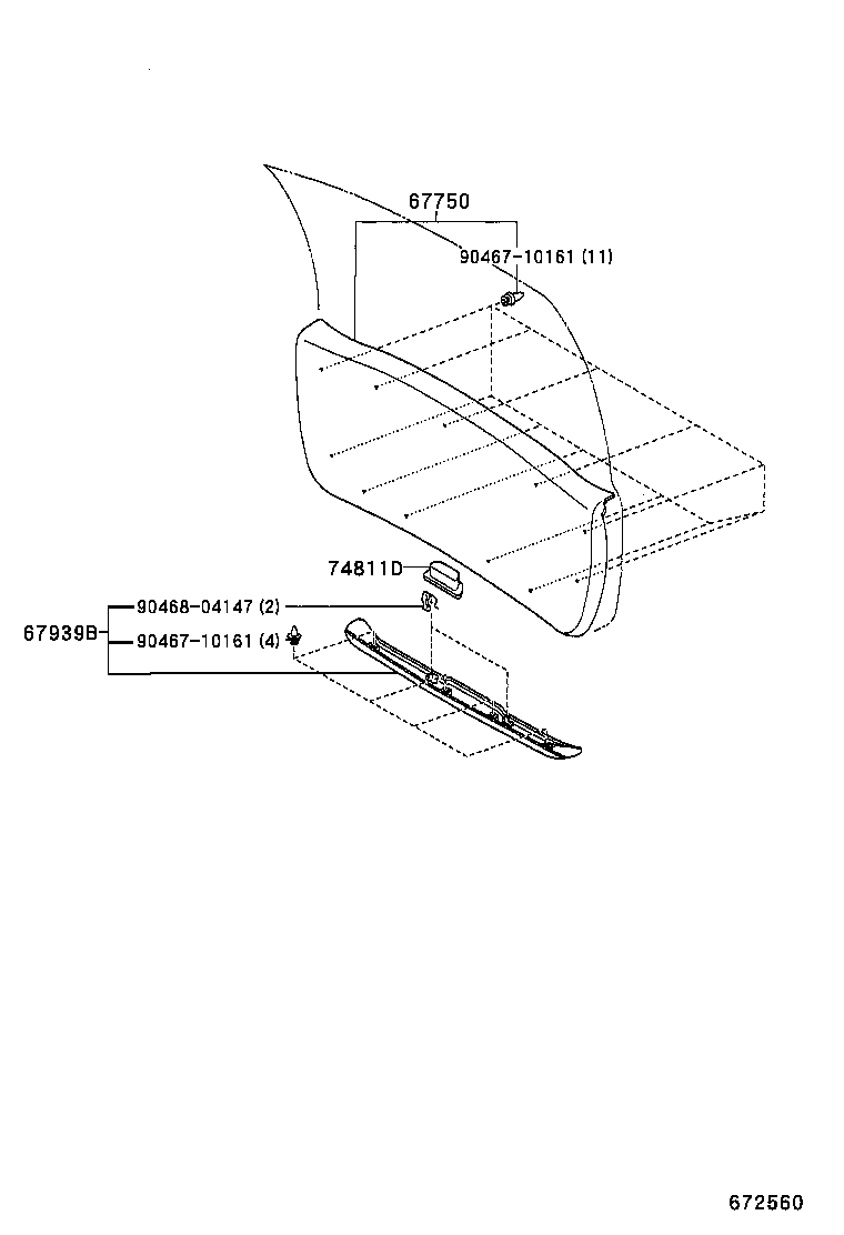 64818-13040 SPACER, BACK DOOR GLASS, NO.1 product image
