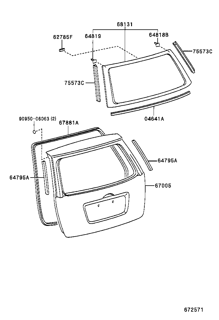64818-13040 SPACER, BACK DOOR GLASS, NO.1 product image