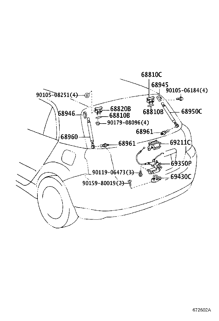 68810-05010 HINGE ASSY, BACK DOOR, RH product image