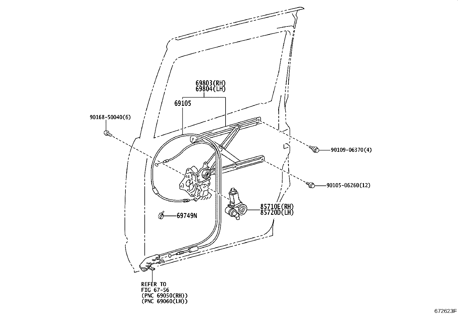 85720-28091 MOTOR ASSY, POWER WINDOW REGULATOR, LH product image
