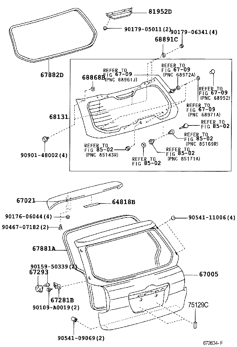 Toyota 67005-02080 PANEL SUB-ASSY, BACK DOOR