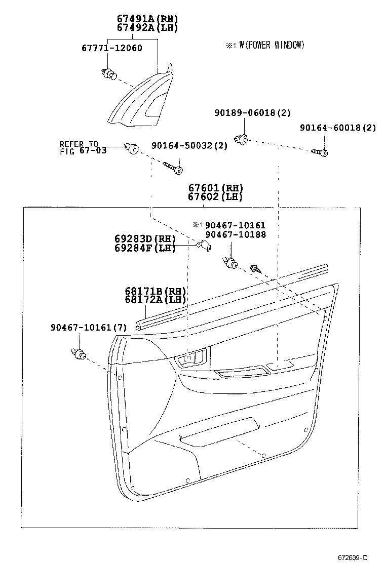 Toyota 67153-01010 REINFORCEMENT, FRONT DOOR INSIDE PANEL, REAR RH