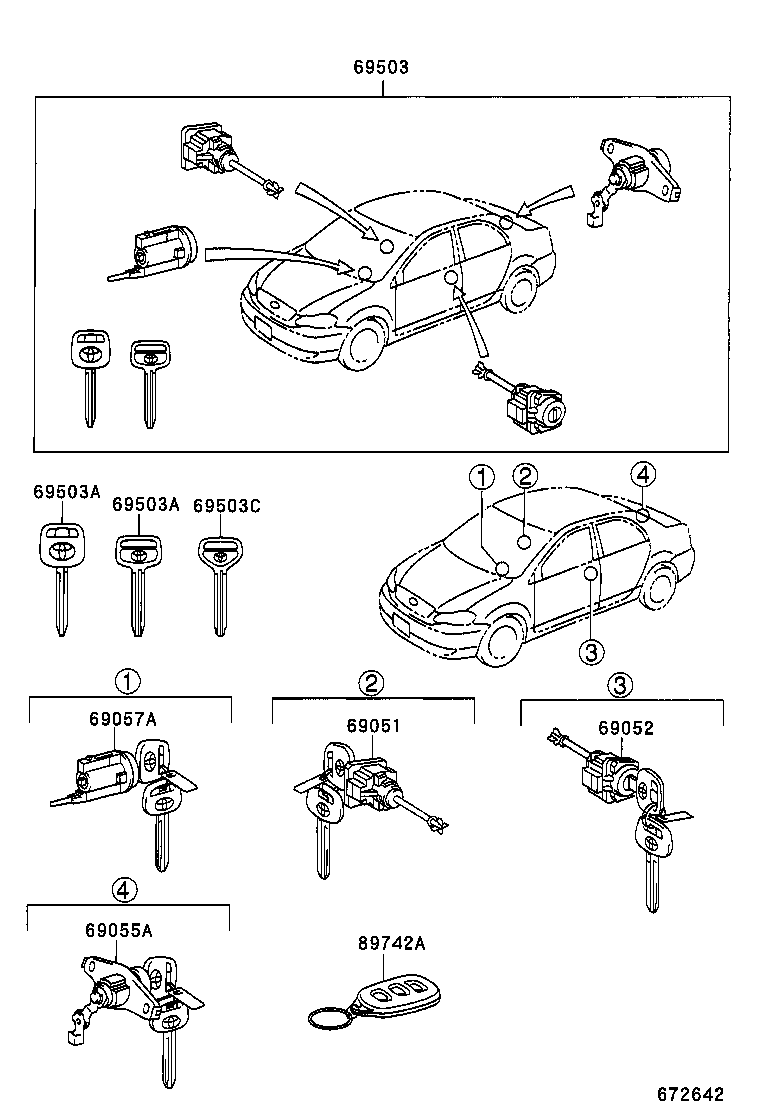 69005-02080 CYLINDER SET, LOCK product image