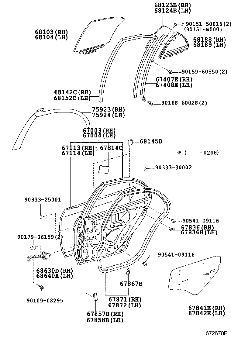 67003-02080 PANEL SUB-ASSY, REAR DOOR, RH product image