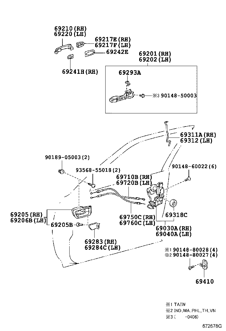 69210-06900 HANDLE ASSY, FRONT DOOR, OUTSIDE RH product image