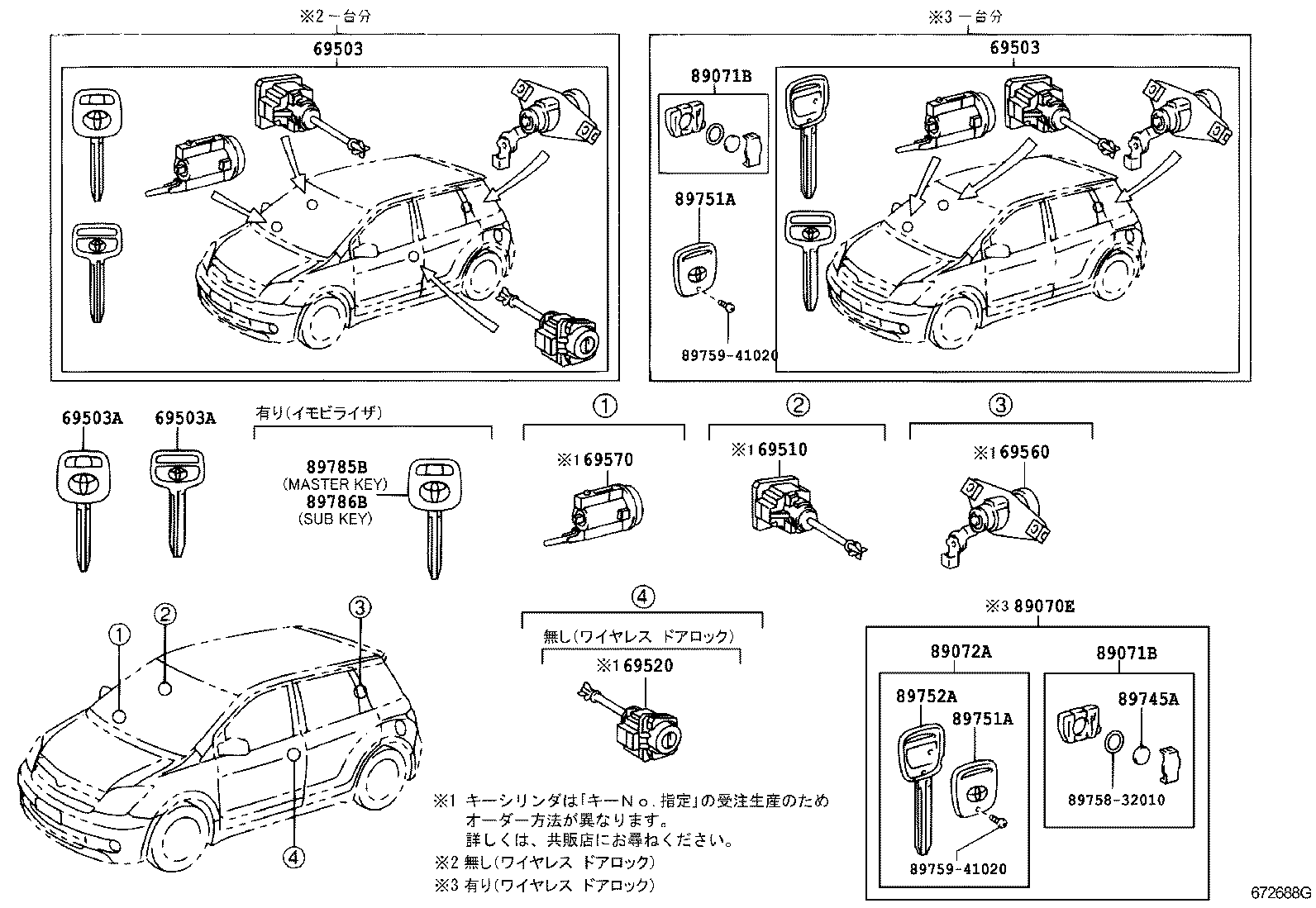 69005-52B90 CYLINDER SET, LOCK product image
