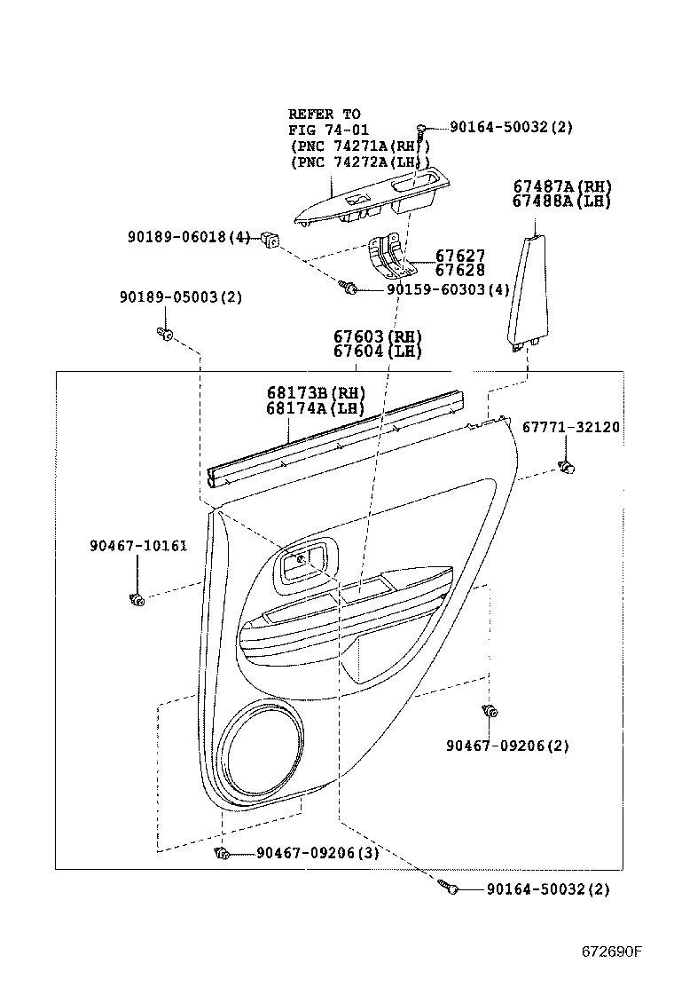 67004-52161 PANEL SUB-ASSY, REAR DOOR, LH product image