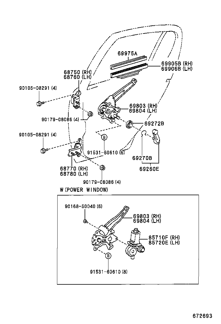68750-52011 HINGE ASSY, REAR DOOR, UPPER RH product image
