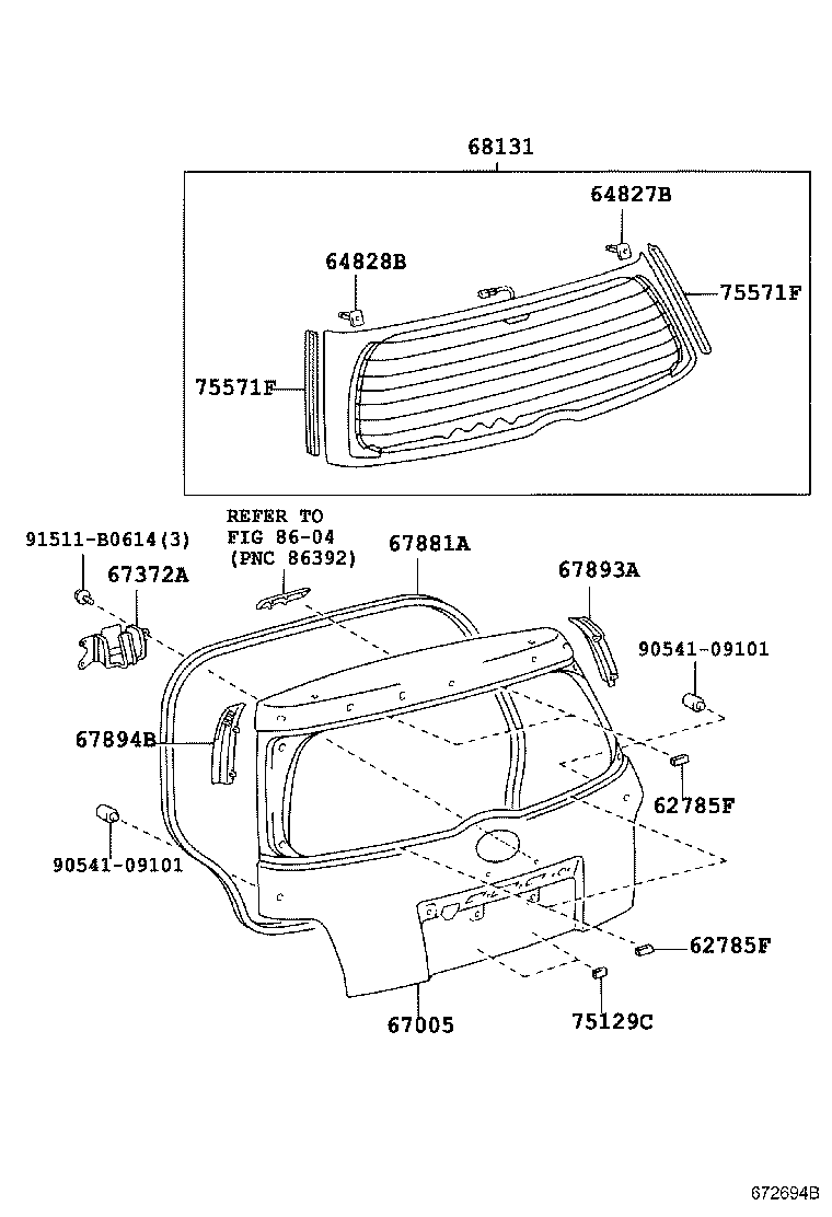 67005-52520 PANEL SUB-ASSY, BACK DOOR product image