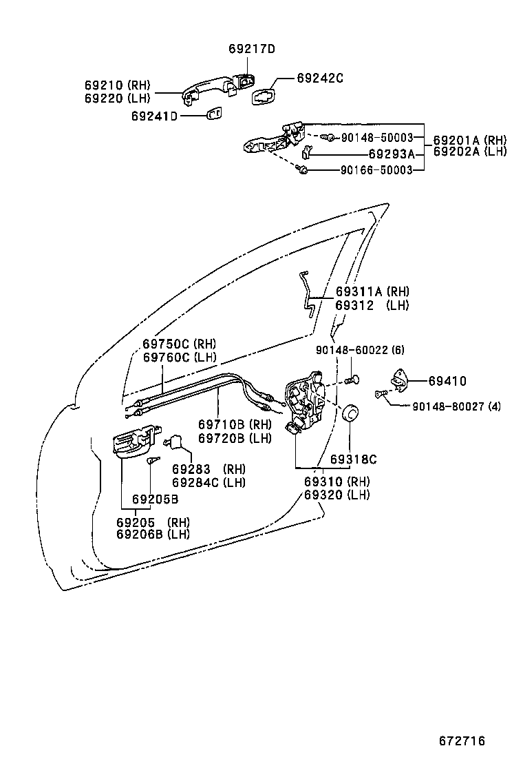 69710-02090 CABLE ASSY, FRONT DOOR LOCK REMOTE CONTROL, RH product image
