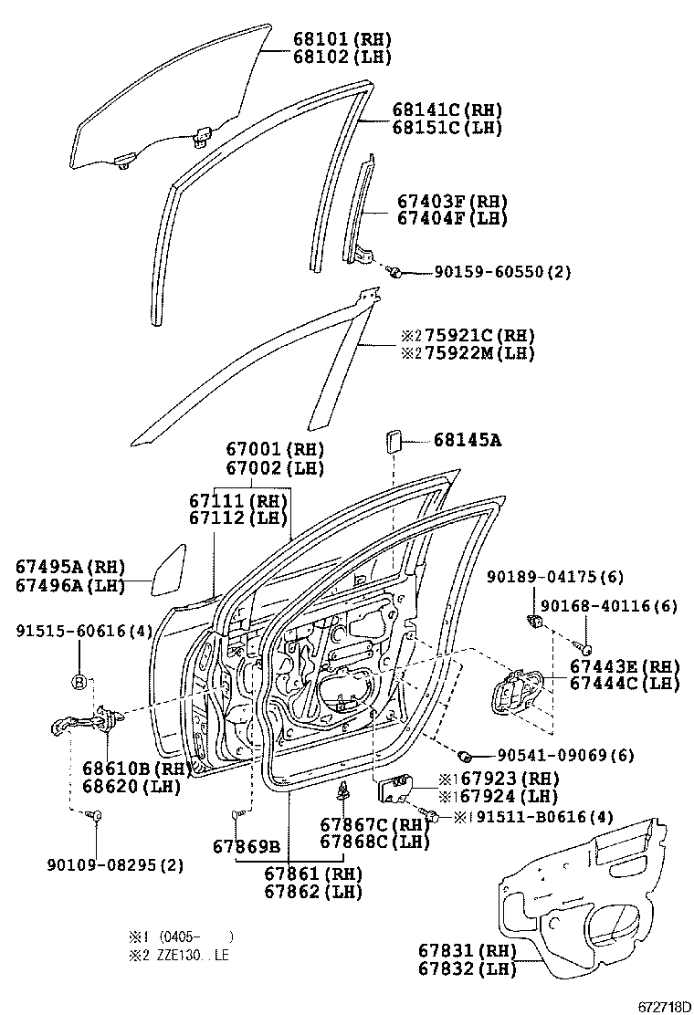Toyota 67443-02040 PLATE, FRONT DOOR INSIDE PANEL, RH