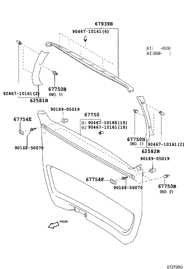 64818-58010 SPACER, BACK DOOR GLASS, NO.1 product image