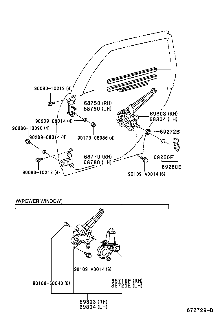 Toyota 69830-01070 REGULATOR SUB-ASSY, REAR DOOR WINDOW, RH