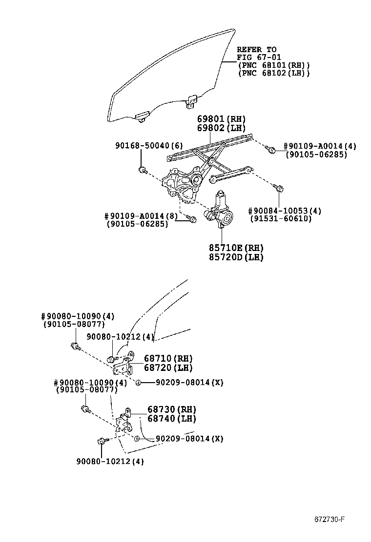 69801-01030 REGULATOR SUB-ASSY, FRONT DOOR WINDOW, RH product image