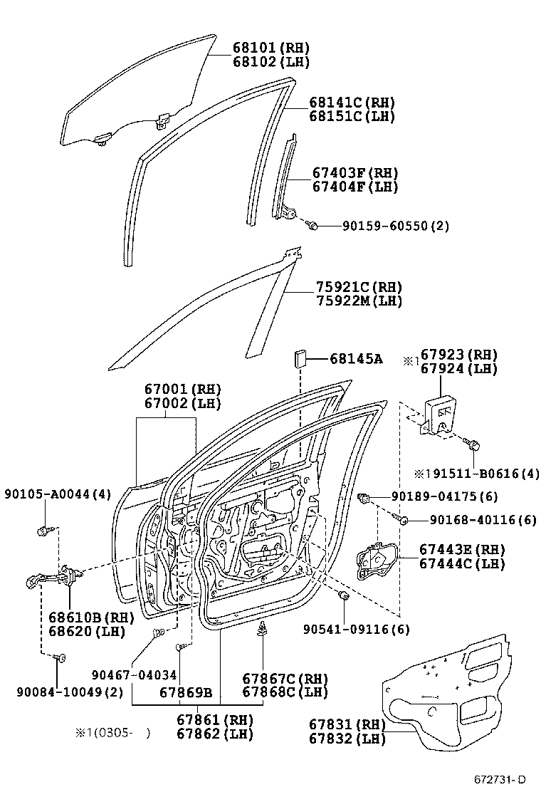 67002-01201 PANEL SUB-ASSY, FRONT DOOR, LH product image