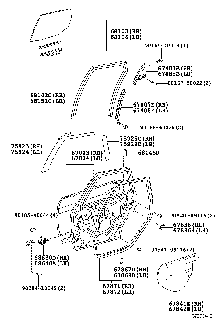 67003-01110 PANEL SUB-ASSY, REAR DOOR, RH product image