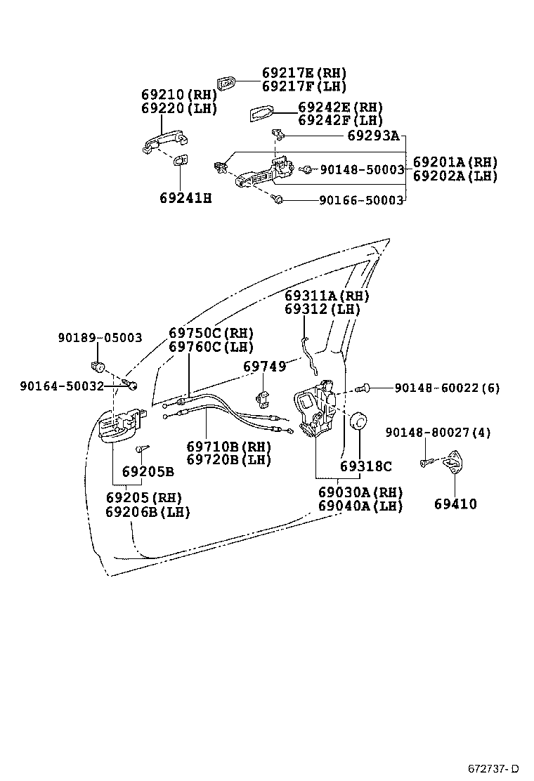 69040-01031 LOCK ASSY, FRONT DOOR W/MOTOR, LH product image