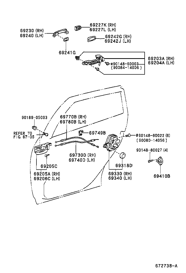 Toyota 69241-AA010 PAD, REAR DOOR OUTSIDE HANDLE, FRONT