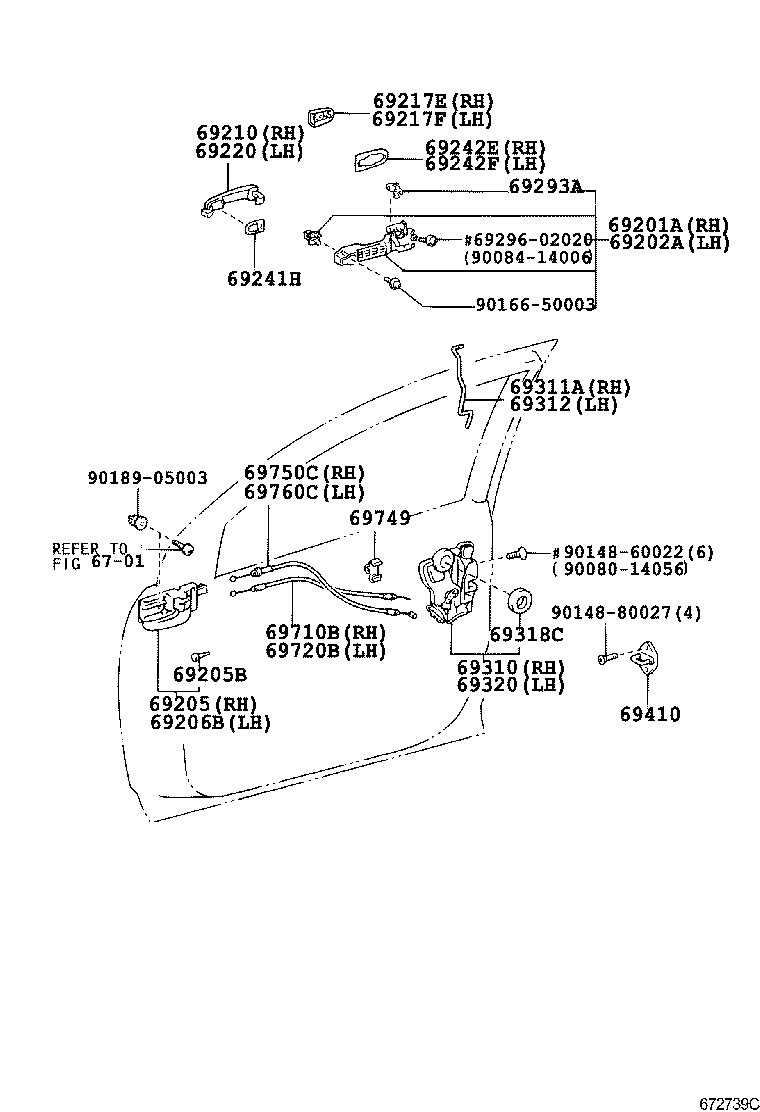 Toyota 69211-AA020-A0 HANDLE ASSY, FRONT DOOR, OUTSIDE RH