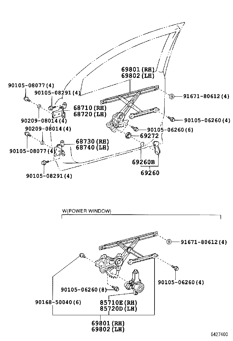 Toyota 69260-01020-E5 HANDLE ASSY, FRONT DOOR WINDOW REGULATOR