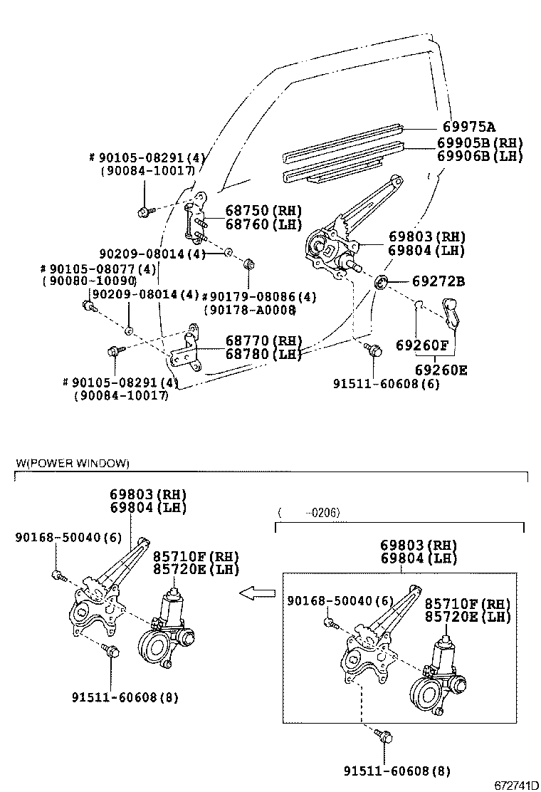 Toyota 69804-12140 REGULATOR SUB-ASSY, REAR DOOR WINDOW, LH