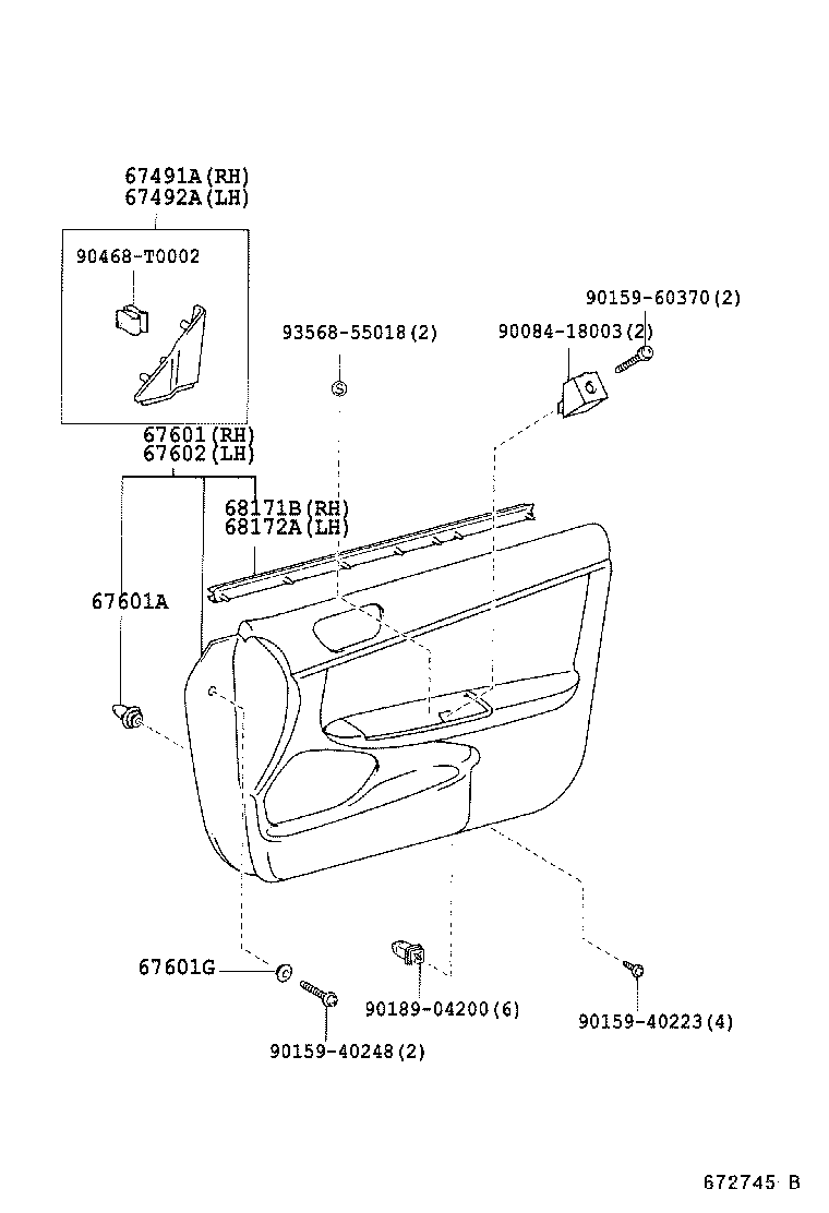68101-YC070 GLASS SUB-ASSY, FRONT DOOR, RH product image