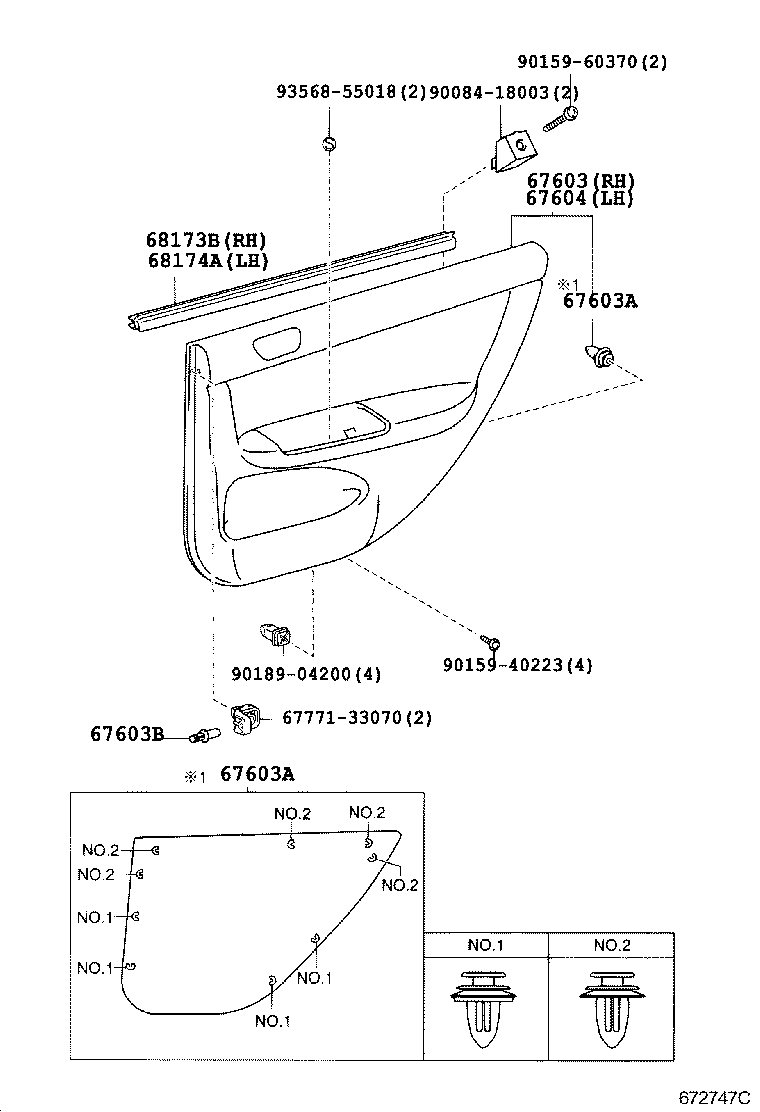 68103-YC100 GLASS SUB-ASSY, REAR DOOR, RH product image