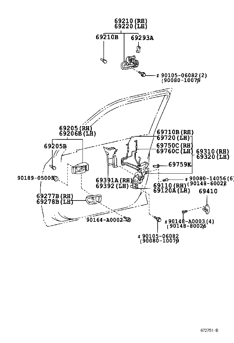 Toyota 69210-AC030-B0 HANDLE ASSY, FRONT DOOR, OUTSIDE RH