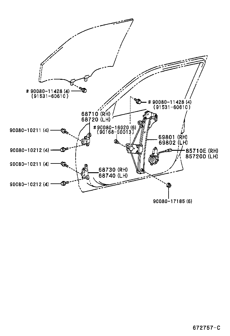 69801-AC010 REGULATOR SUB-ASSY, FRONT DOOR WINDOW, RH product image