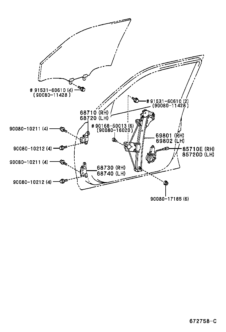 Toyota 68720-AC010 HINGE ASSY, FRONT DOOR, UPPER LH