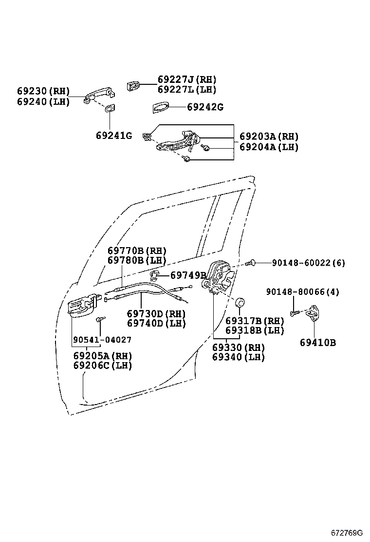 69330-52140 LOCK ASSY, REAR DOOR, RH product image