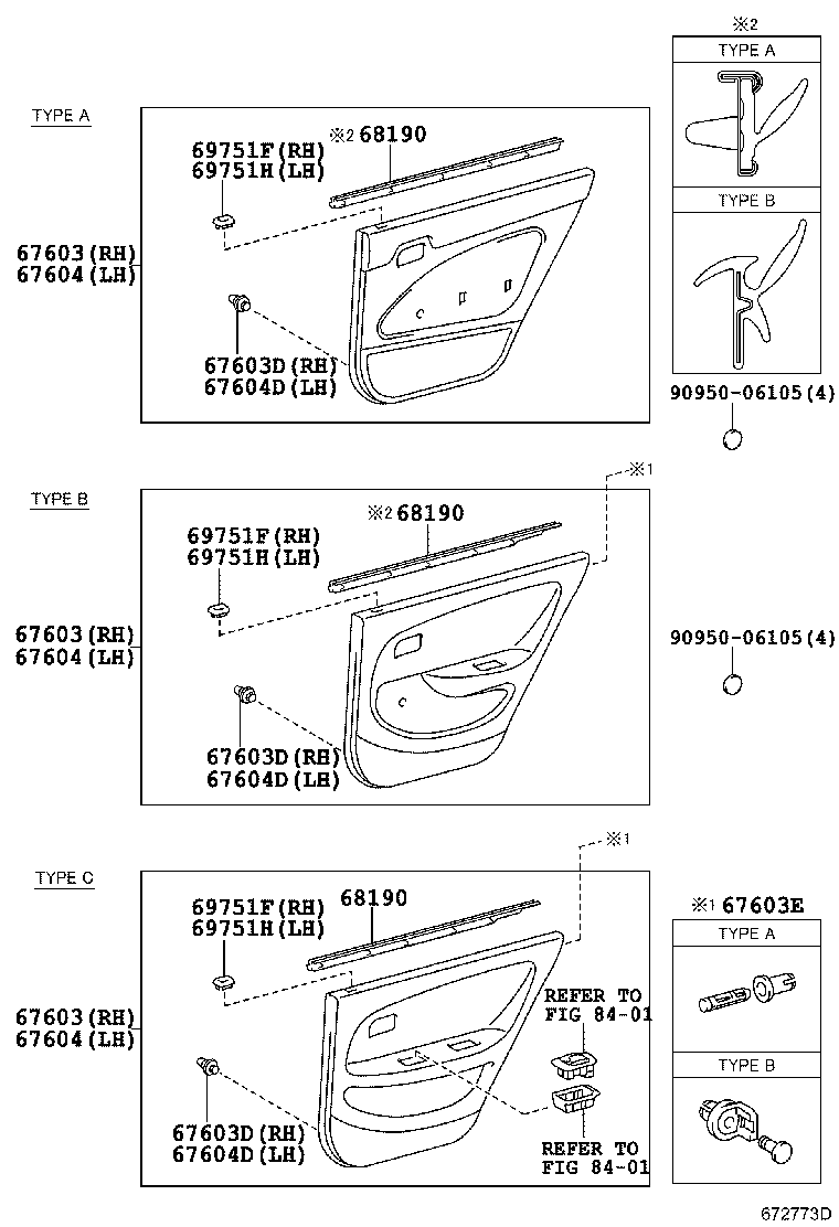 68103-13200 GLASS SUB-ASSY, REAR DOOR, RH product image