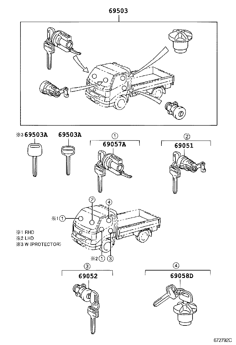 69005-37710 CYLINDER SET, LOCK product image