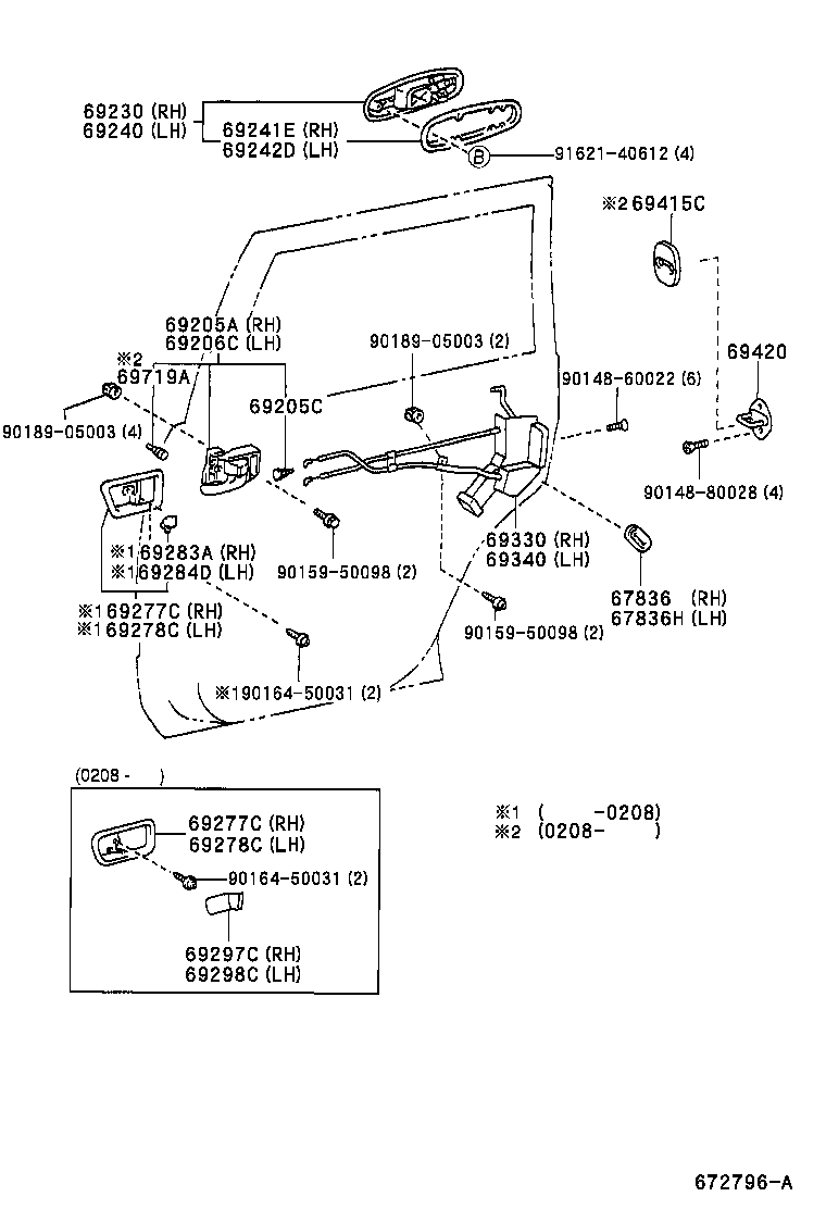 Toyota 69230-60081-G2 HANDLE ASSY, REAR DOOR OUTSIDE, RH