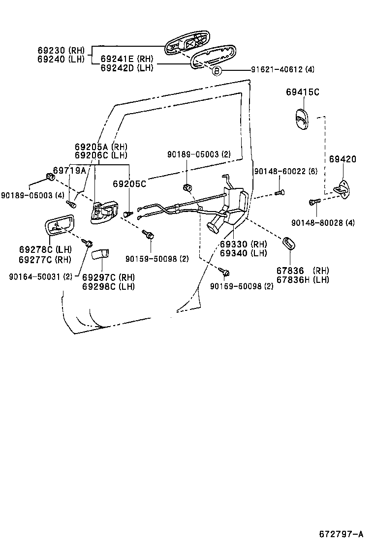 69240-60081-G5 HANDLE ASSY, REAR DOOR OUTSIDE, LH product image