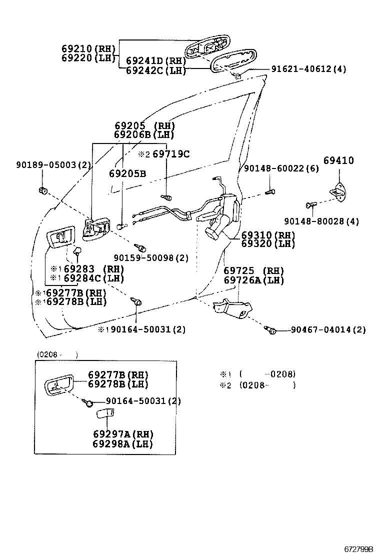Toyota 69210-60070-B2 HANDLE ASSY, FRONT DOOR, OUTSIDE RH