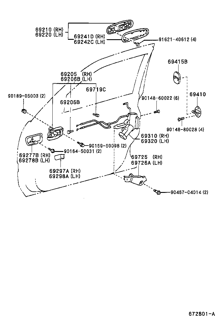 69210-60071-E4 HANDLE ASSY, FRONT DOOR, OUTSIDE RH product image