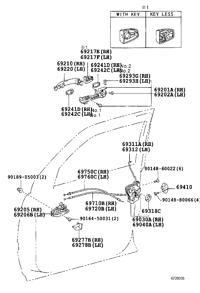 Toyota 69211-28070-D2 HANDLE ASSY, FRONT DOOR, OUTSIDE RH