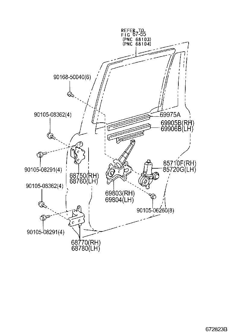 69804-35080 REGULATOR SUB-ASSY, REAR DOOR WINDOW, LH product image