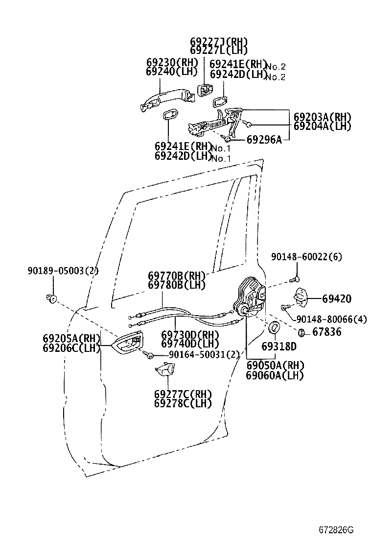 69227-60020-G1 COVER, REAR DOOR OUTSIDE HANDLE, RH product image