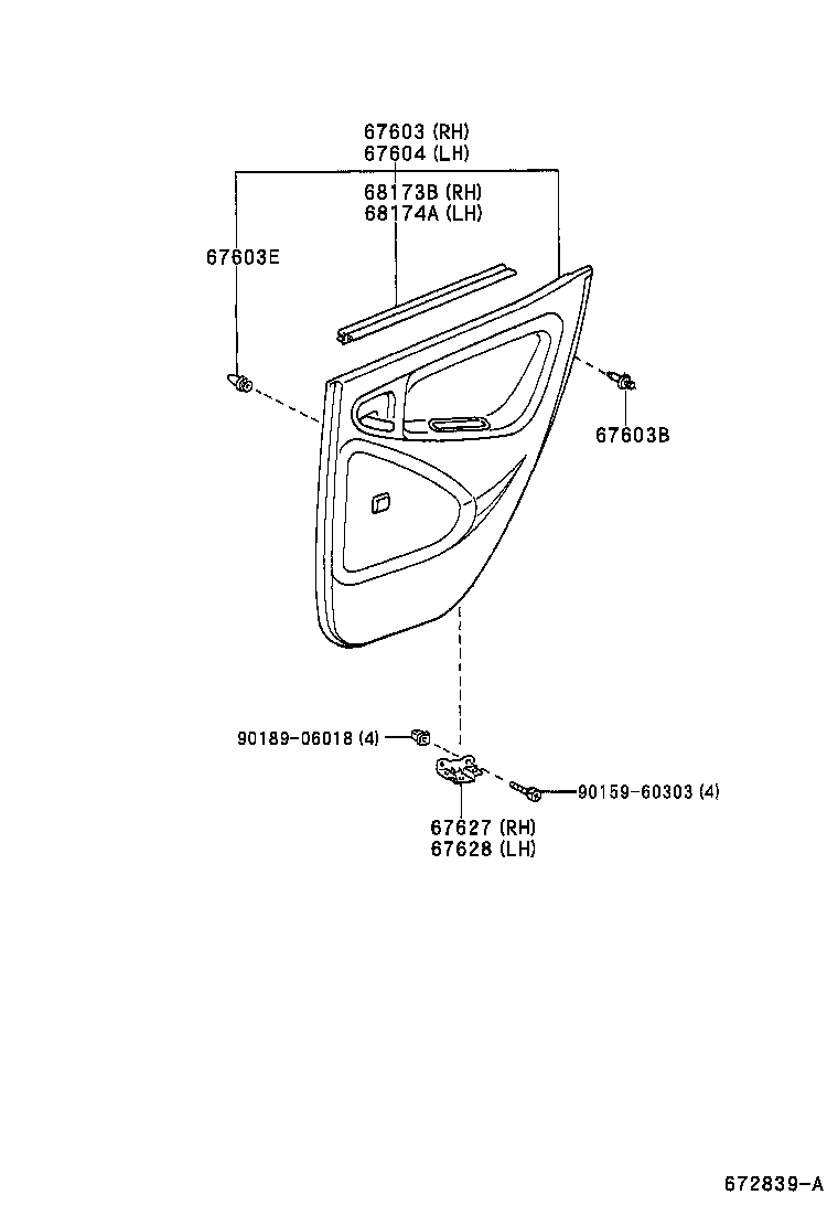 67003-0D100 PANEL SUB-ASSY, REAR DOOR, RH product image