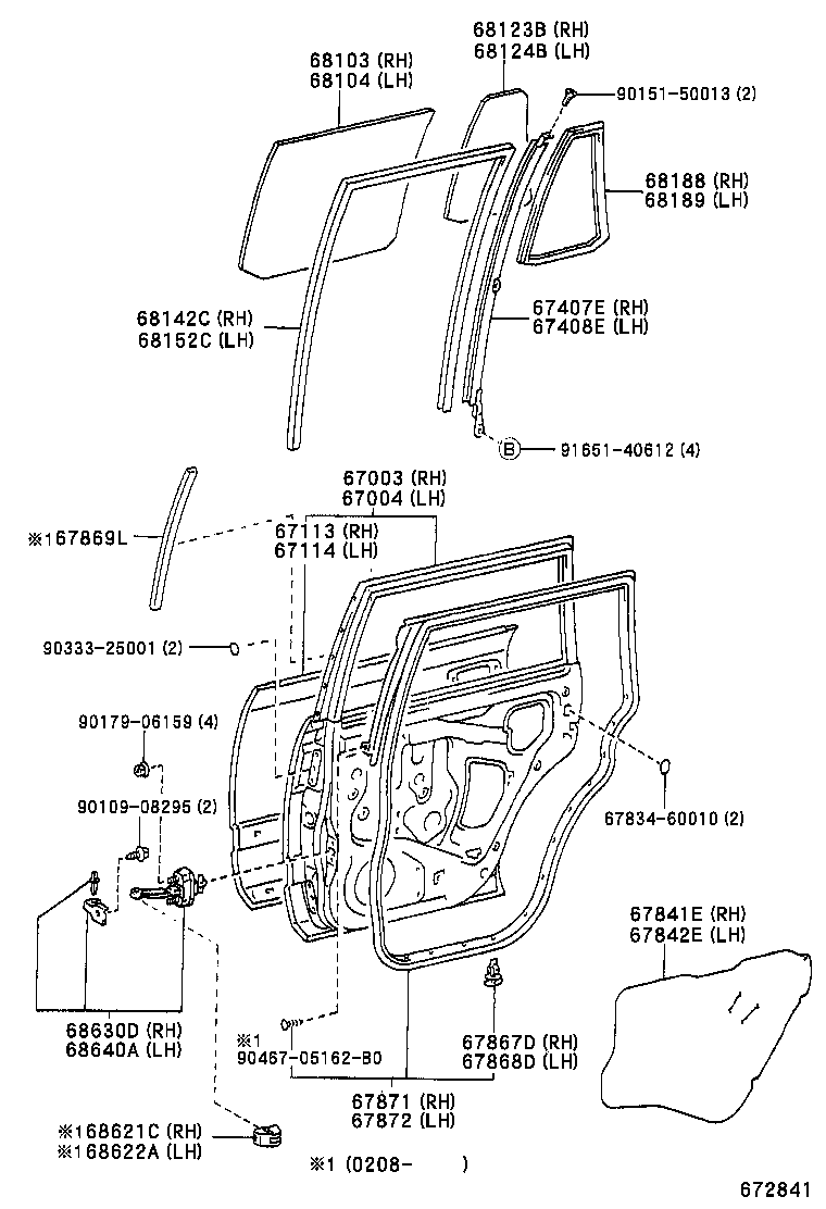 67871-60070 WEATHERSTRIP, REAR DOOR, RH product image
