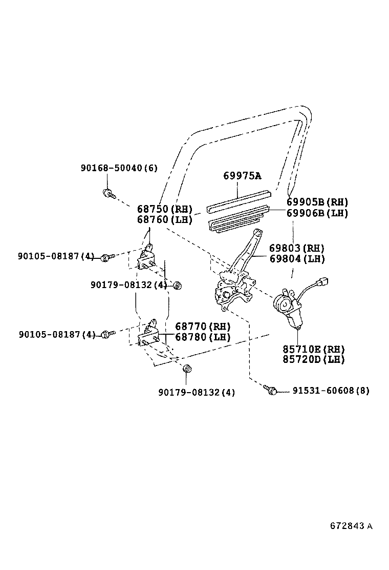 C4045-01010 REGULATOR SUB-ASSY, REAR DOOR WINDOW, RH product image