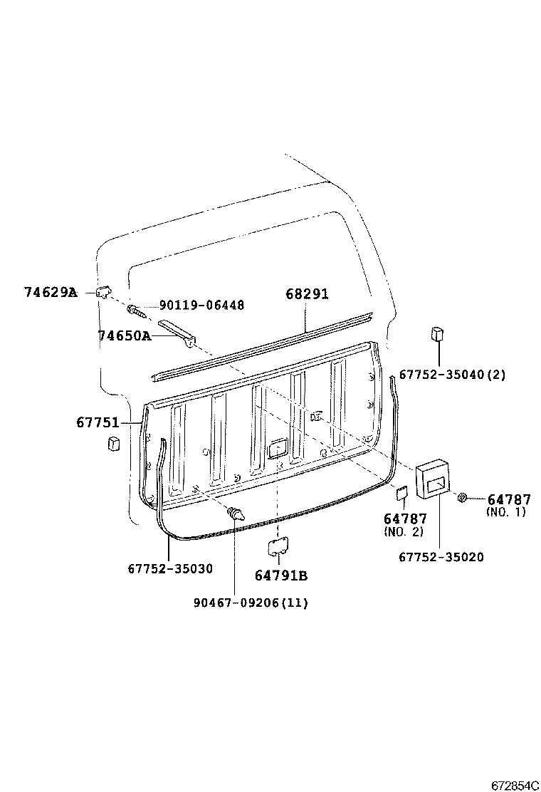 Toyota 67005-35320 PANEL SUB-ASSY, BACK DOOR