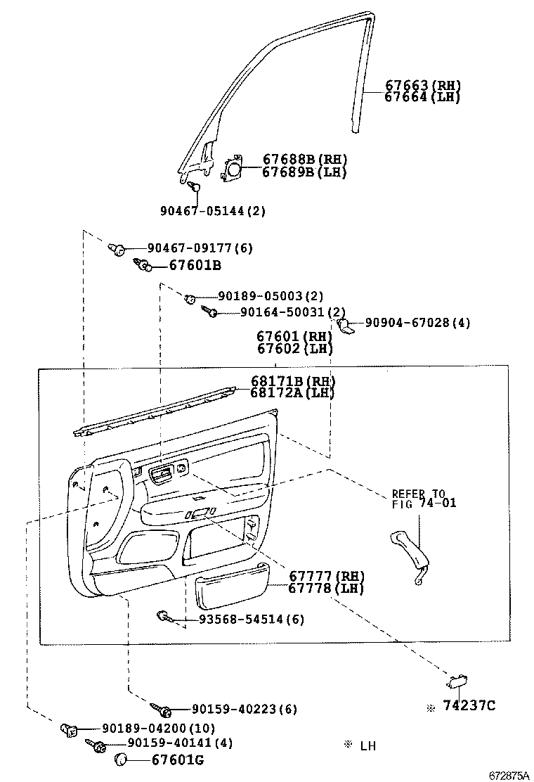 67404-30160 FRAME SUB-ASSY, FRONT DOOR, REAR LOWER LH product image